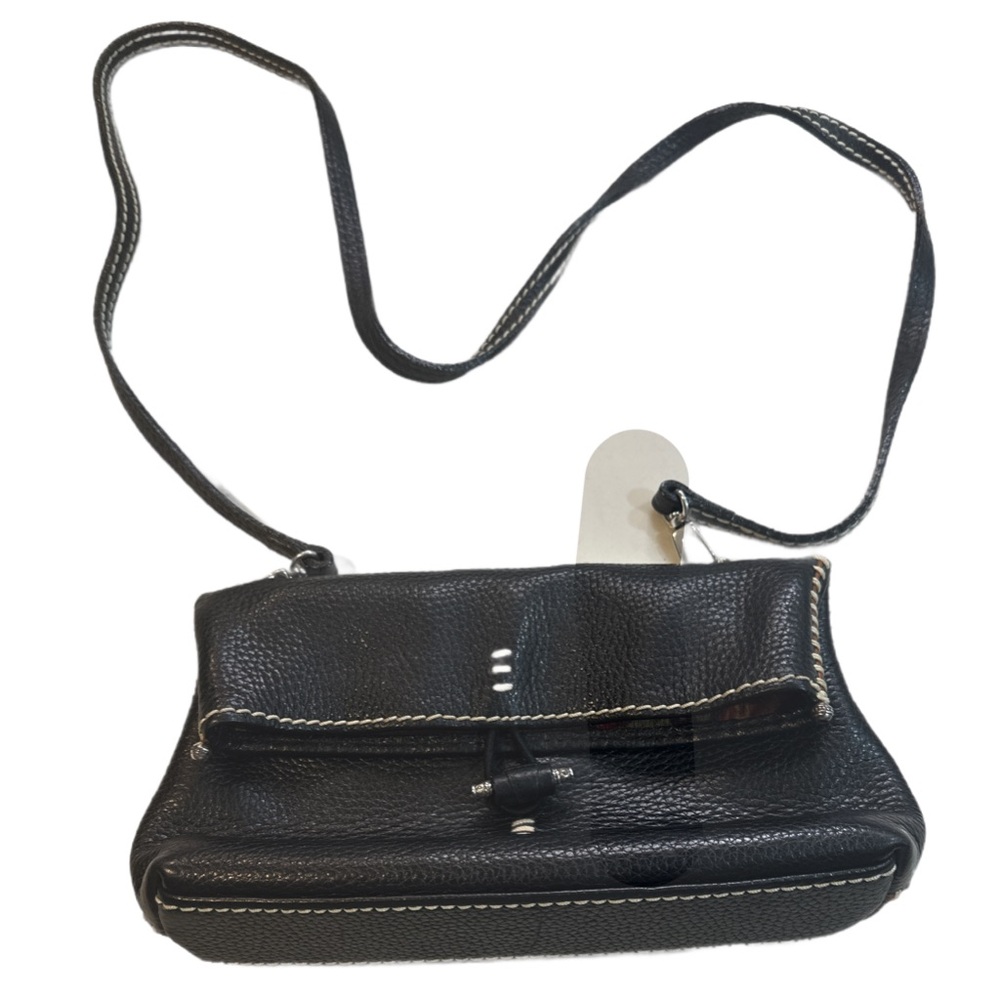 Brighton | Fold Over Top | Black Leather | Shoulder Bag
